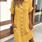 💎50% OFF! 💎 Women's Buttoned Short Sleeve Pocket Shirt Dress – Cotton Blend, Relaxed Fit & Everyday Versatility (M–2XL) 👗🌿