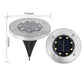 Luzes solares de solo com 8 LEDs para jardins exteriores