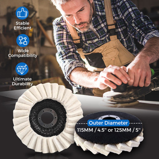 ⚙️ COMPRE 2 E LEVE 1 GRÁTIS! 🔥 Disco de Polimento com Abas de Feltro de Lã – Alto Desempenho, Polimento Fino e Longa Duração ✨
