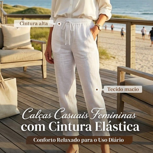 🌸ÚLTIMO DIA - PREÇO ESPECIAL!!🌸Calça feminina casual de algodão e linho com cintura elástica