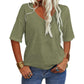 🎀Hot Sale -50% Off👚Women's Solid Color V-Neck T-shirt