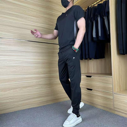 🔥🔥Limited-time 50% discount🔥🔥Men's Casual Sports Short Sleeve Long Pants Two-Piece Set