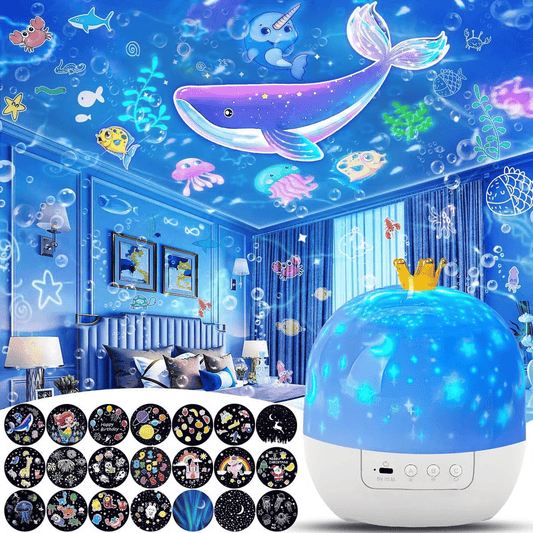 ⏳Desconto de 50% por tempo limitado💥🎃👻 Projetor de luz noturna infantil com 15 filmes 🔋Carregamento tipo C