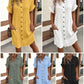 💎50% OFF! 💎 Women's Buttoned Short Sleeve Pocket Shirt Dress – Cotton Blend, Relaxed Fit & Everyday Versatility (M–2XL) 👗🌿