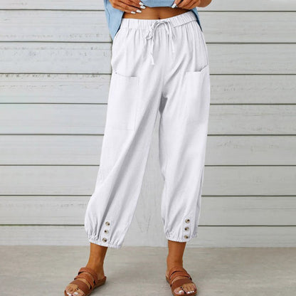 🏆 Hot Sale - 60% OFF ✨Women's Summer Cotton Linen Trousers Nine Minute Trousers🍃