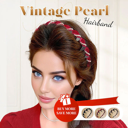 🔥Faixa para cabelo vintage com pérolas artificiais e crânio alto