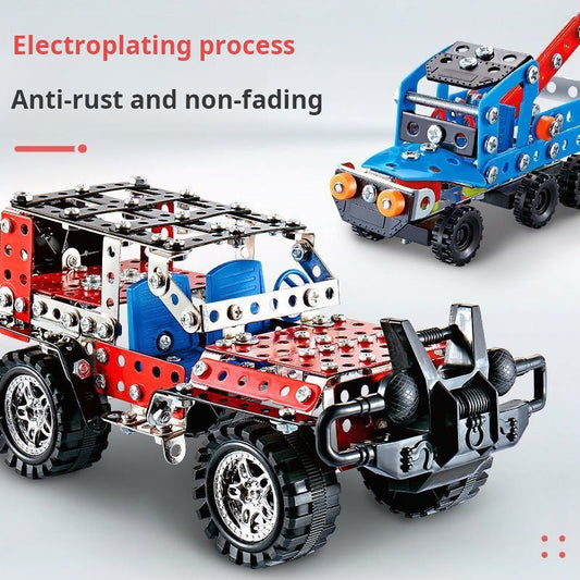 🔥2025 Novo brinquedo educativo infantil de montagem em metal ··Modelo de montagem e desmontagem de parafusos e porcas para carros/veículos de construção