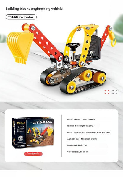 🔥2025 Novo brinquedo educativo infantil de montagem em metal ··Modelo de montagem e desmontagem de parafusos e porcas para carros/veículos de construção