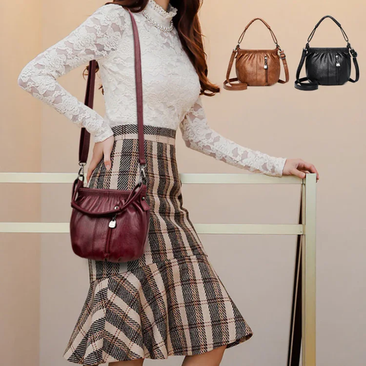 🔥 BOLSA BUCKET PLISSADA DE COURO MACIO – ESTILO CASUAL PARA TODO DIA!
