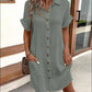 💎50% OFF! 💎 Women's Buttoned Short Sleeve Pocket Shirt Dress – Cotton Blend, Relaxed Fit & Everyday Versatility (M–2XL) 👗🌿