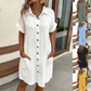 💎50% OFF! 💎 Women's Buttoned Short Sleeve Pocket Shirt Dress – Cotton Blend, Relaxed Fit & Everyday Versatility (M–2XL) 👗🌿