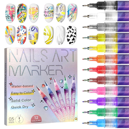 🎁PROMOÇÃO QUENTE 50% DE DESCONTO⏳🎨Conjunto de canetas para nail art com 12 cores🔥