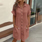 💎50% OFF! 💎 Women's Buttoned Short Sleeve Pocket Shirt Dress – Cotton Blend, Relaxed Fit & Everyday Versatility (M–2XL) 👗🌿