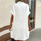 💎50% OFF! 💎 Women's Buttoned Short Sleeve Pocket Shirt Dress – Cotton Blend, Relaxed Fit & Everyday Versatility (M–2XL) 👗🌿