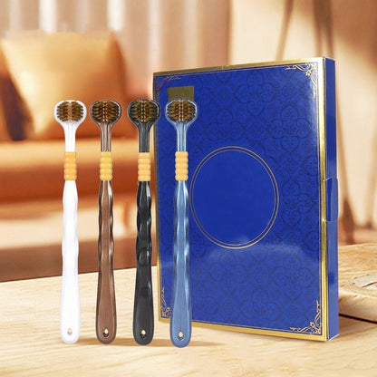 Escova de dentes com três cabeças e ângulos múltiplos