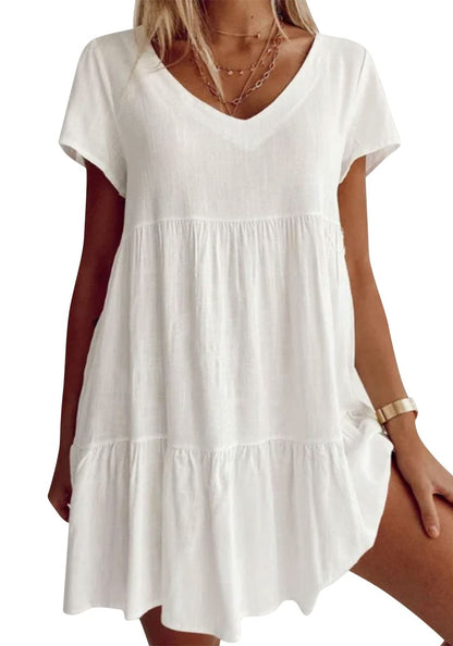 🎉Limited Sale💝V-neck Casual Dress With Short Sleeves