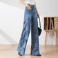 🔥 Summer Sale 49% Off Women's High-Waisted Blue Denim Wide-Leg Pants (Hollow-out Lace Panels)
