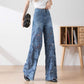 🔥 Summer Sale 49% Off Women's High-Waisted Blue Denim Wide-Leg Pants (Hollow-out Lace Panels)