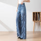 🔥 Summer Sale 49% Off Women's High-Waisted Blue Denim Wide-Leg Pants (Hollow-out Lace Panels)