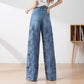 🔥 Summer Sale 49% Off Women's High-Waisted Blue Denim Wide-Leg Pants (Hollow-out Lace Panels)