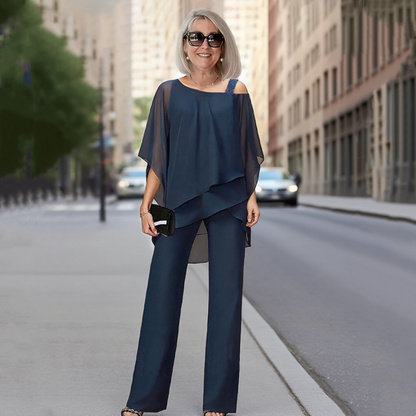 ⏰ Now only 50% off!⏰Women’s Irregular Chiffon Tops ＆ Wide-Leg Pants 2-Piece Set👚👖