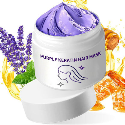 💗 COMPRE 5 E GANHE 5 GRÁTIS💗Máscara capilar com queratina roxa - Reparação intensa para cabelos cacheados ou tingidos, restaura o brilho e a maciez em 3 minutos🌿🧴