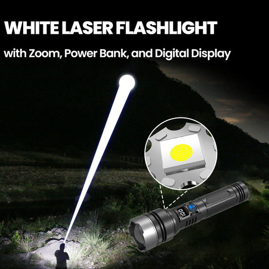 Lanterna laser branca com zoom, banco de energia e visor digital
