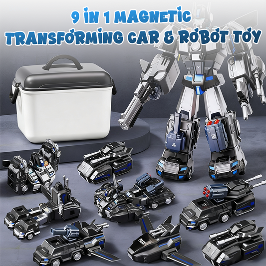 💥 OFERTA POR TEMPO LIMITADO! 🔥 Brinquedo magnético transformável em carro e robô 9 em 1