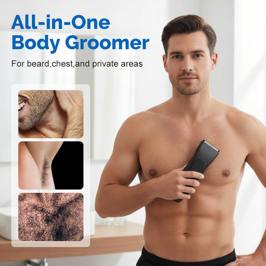 ✂️ 50% OFF NOW! ✂️ 50% DE DESCONTO AGORA! 📺 Aparador corporal digital masculino – Lâmina de segurança em forma de L, visor LED e autonomia de 90 minutos ✨📺 Men's Digital Body Trimmer – L-Shaped Safety Blade, LED Display & 90-Min Runtime ✨