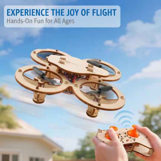 🎁🔥 PROMOÇÃO ESPECIAL: 50% DE DESCONTO 🔥🧩 Kit de montagem de drone de madeira para montar você mesmo 🚁