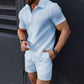 📢📢50% DE DESCONTO!!!⏰Conjunto de camisa e calções para homem