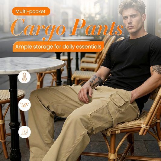 🔥Ofertas em destaque - Calças cargo masculinas com várias bolsas e perna reta