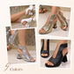 Sandálias femininas elegantes de salto peep-toe