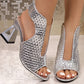 Sandálias femininas elegantes de salto peep-toe