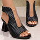 Sandálias femininas elegantes de salto peep-toe