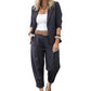 🥳PROMOÇÃO DE 2026🥳💞Mais de 50 mil unidades vendidas!🎀💫 50% DE DESCONTO! Conjunto de calças justas e blazer para mulher – Design com abertura frontal, corte descontraído. As cores neutras combinam com tudo. Elegância natural para qualquer ocasião. 🛡️🕊