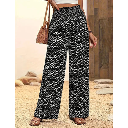 📢📢50% DE DESCONTO !!!⏰⏰Calças femininas de cintura alta e perna larga com franzido👖