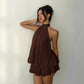 Women's Flowy Halter Drop-Waist Mini Dress