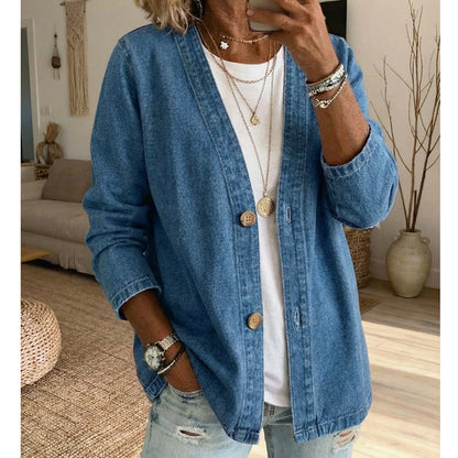 ⏳Oferta por tempo limitado: 50% de desconto⏰Jaqueta jeans feminina clássica com botões frontais🧥