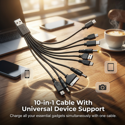 Cabo de carregamento USB universal 10 em 1