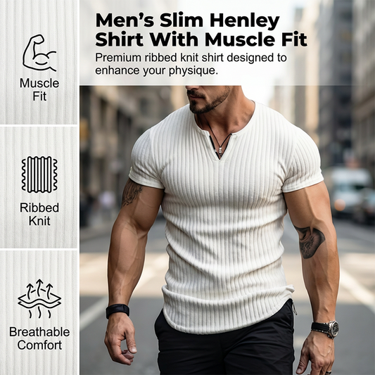 Camisa Henley Masculina Slim Lisa