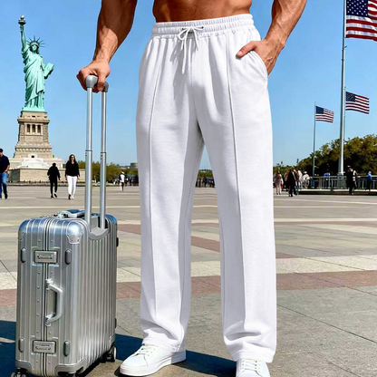 🔥Último dia 50% DE DESCONTO👖 Calças masculinas de perna reta com cintura elástica e cordão