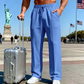 🔥Último dia 50% DE DESCONTO👖 Calças masculinas de perna reta com cintura elástica e cordão