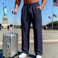 🔥Último dia 50% DE DESCONTO👖 Calças masculinas de perna reta com cintura elástica e cordão