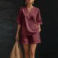 👚 50% DE DESCONTO – Conjunto Curto Casual com Decote V Feminino | Confortável, moderno & ideal para o verão