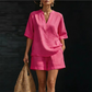 👚 50% DE DESCONTO – Conjunto Curto Casual com Decote V Feminino | Confortável, moderno & ideal para o verão